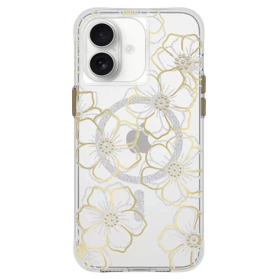 iPhone 16 Plus Designed Case MagSafe Gold and Sliver Floral Harmony